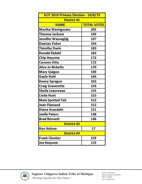 2019 Primary Election Top 20