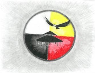 Paula Chippewa, eagle over the pavilion