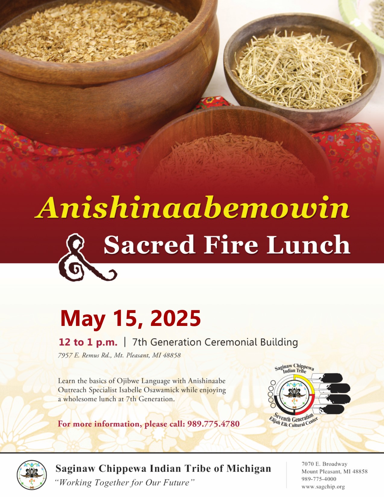 Fire Lunch Sacred Fire Lunch - 5/15/2025 - Saginaw Chippewa Indian Tribe